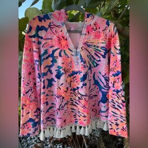 Lilly Pulitzer Swirling Seadream Pink Orange UPF 50+ Harmon Hoodie